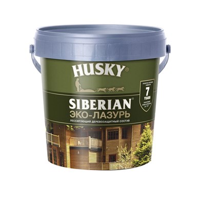 Эко-Лазурь HUSKY SIBERIAN для дерева полуматовая белая 0,9л - фото 39101