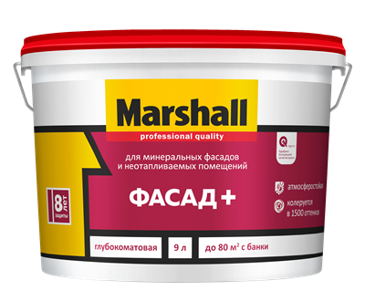 Краска водоэмульсионная MARSHALL ФАСАД+ база C 9л 5261401 - фото 39120