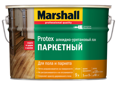 Лак паркетный MARSHALL Protex матовый 9л 5255236 - фото 39181