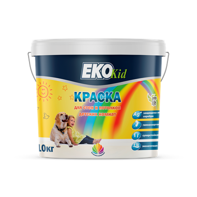 Краска РАДУГА ЕКО Kid акриловая моющаяся база С 1кг - фото 40473