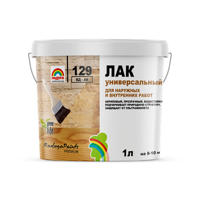 Лак РАДУГА-129 для дерева акрил-полуглянц 1л - фото 40612