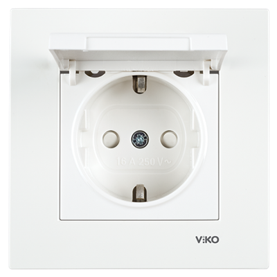 Розетка VIKO KARRE с/з, с защитной крышкой 90960012 арт.362-36190 - фото 40735