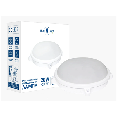 Светильник EUROLIGHT пылевлагозащищенный+датчик движения S-416-LED-OLL-20-6K - фото 40749