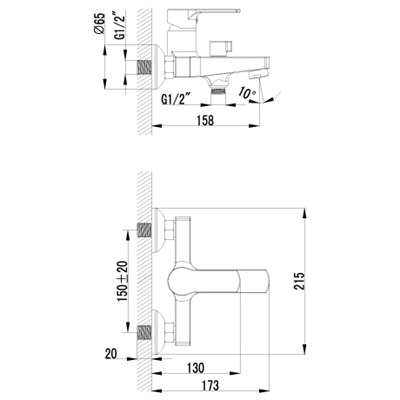 Смеситель LEMARK GRACE plus д/ванны с коротким изл., дивертор с керамич. пласт. с акс., хром LM1512C - фото 40969