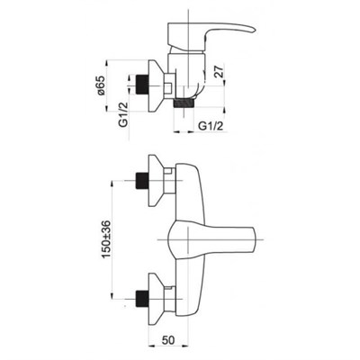Смеситель RUBINETA Artis-12/K для душа 540047 - фото 40992