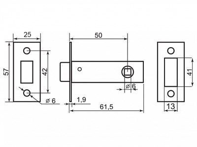 Задвижка PALLADIUM межкомнатная 100-М CP магнитная - фото 43161