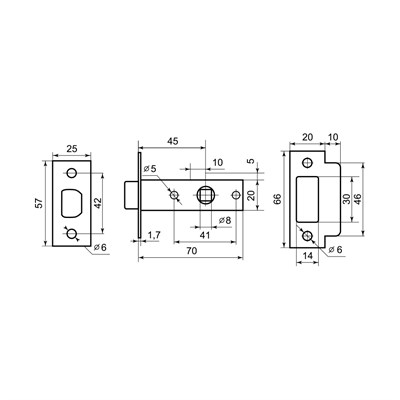 Защелка PALLADIUM межкомнатная 400 SB - фото 43183