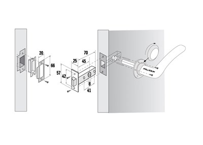 Защелка PALLADIUM межкомнатная 400 SB - фото 43184