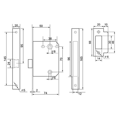 Защелка PALLADIUM межкомнатная 470 AB с фиксатором - фото 43188