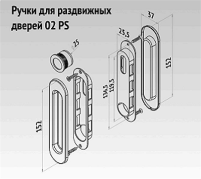 Ручка для раздвижных дверей PALLADIUM 02 PS AB - фото 43226
