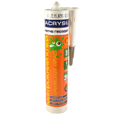 Клей LACRYSIL монтажный акриловый белый Сумашедшая липучка 440гр - фото 43772