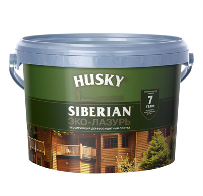 Эко-Лазурь HUSKY SIBERIAN для дерева полуматовая ореховое дерево 2,5л - фото 43858