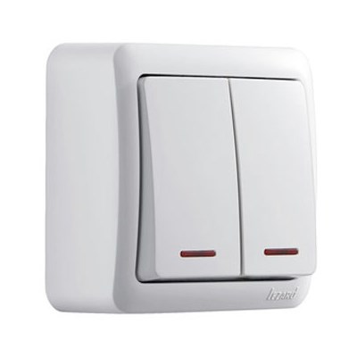 Выключатель VIOLA двойной белый с подсветкой 751-0200-112 - фото 44747