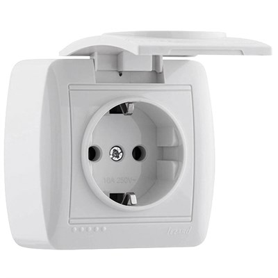Розетка DEMET с/з с крышкой керамика белый 711-0200-123 - фото 44789
