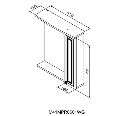Зеркало DAMIXA RedBlu Palace One частично зеркальн. шкаф,правый,60см,с подсветкой,белый M41MPR0601WG - фото 44886