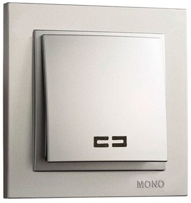 Выключатель MONO с/п механизм+кноп. Metallic Silve - фото 45030
