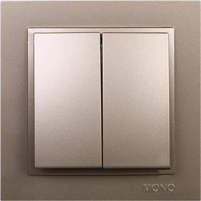 Выключатель MONO х2 механизм+кн. Metallic Titanium - фото 45036
