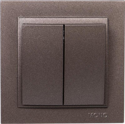 Выключатель MONO х2 механизм+кнопка Metallic Fume - фото 45039