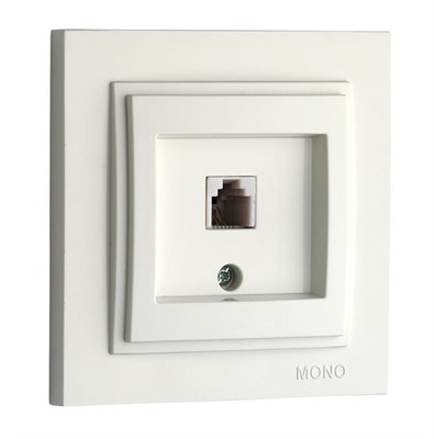Розетка MONO тел/цифр Механизм+кр. Metallic Silver - фото 45152
