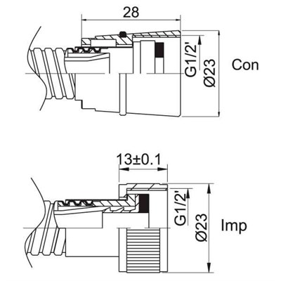 Шланг душевой Con/Con (BK) 15/15 мм 600064B - фото 47142