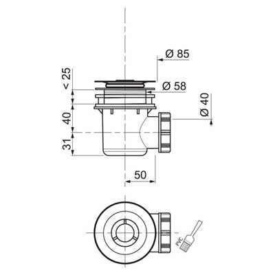 Сифон TOURBILLON 60мм решетка плоская с выходом 40мм SP406099 - фото 47455