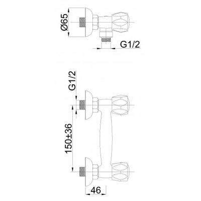 Смеситель RUBINETA R-5/K Globo для душа R50K01 - фото 47826