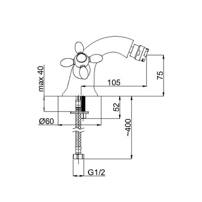 Смеситель RUBINETA V-7 Cross (Br) для биде V70096 - фото 47829