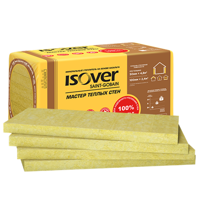 МинПлита ISOVER Warm Walls Master-50/600*1000 (мастер теплых стен) V= 0,24м3, S= 4,8м2 - фото 47972