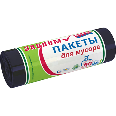 Пакеты для мусора AV Avikomp Эконом 60л, 10шт/пласт со скотч-клапаном, черные - фото 48049