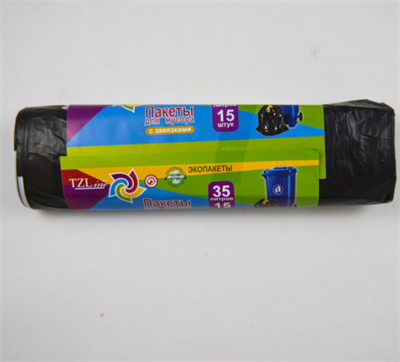 Пакеты для мусора с затяжками ТМ TZLine 35л 15шт LDPE - фото 48051
