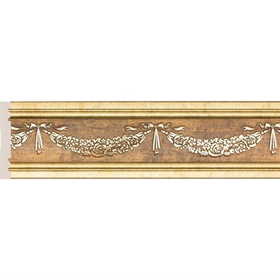 Багет интерьерный Эрмитаж W1080-2/G327/W80(2)G-G327 Бордюр 80-2 Гирлянда цветов, цв. Антич. зол./28 - фото 49691