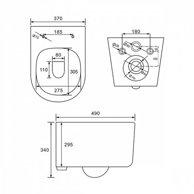 Унитаз IDDIS STONE подвесной, безободковый STORDSEi25 - фото 50037