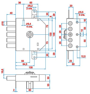 Замок ЭЛЬБОР накладной 1.06.51 RЕX3.12 - фото 50262