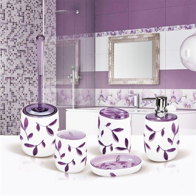 Гарнитур  для туалета Tatkraft IMMANUEL OLIVE VIOLET многослойный, ударопрочный акрил, 35Н см 12097 - фото 51190
