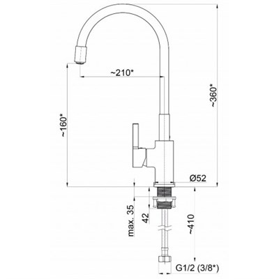 Смеситель RUBINETA Flexy-33 (GR) для кухни FL300G8 - фото 51488