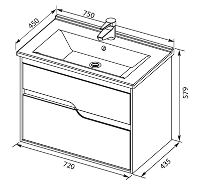 Тумба AQUANET Модена 75 белый 198486 - фото 51759