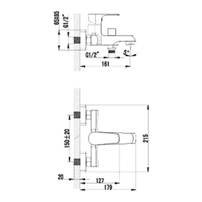 Смеситель LEMARK Фактор для ванны с коротким изливом, дивертор с кер.пласт. хром LM1612C - фото 52183