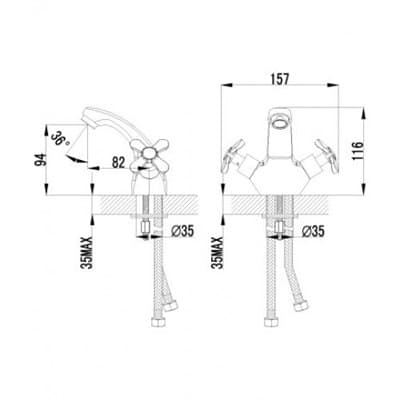 Смеситель PARTNER для умывальника двуручный LM6546C - фото 5250