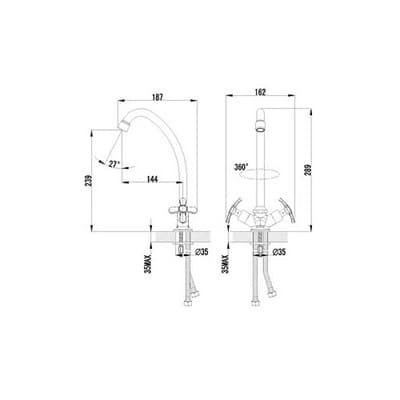 Смеситель PARTNER д/кухни двуручный LM6544C - фото 5267