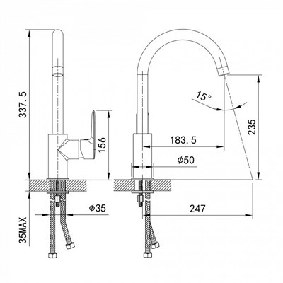 Смеситель IDDIS для кухни CUBA состаренное серебро CU4SBJ0i05 - фото 52856