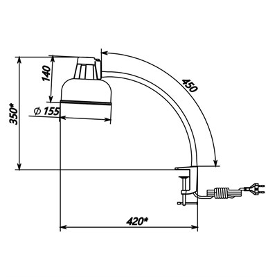 Светильник ТРАНСВИТ настольный Бета СШ струбц, гибк.стойка 450мм Е27 60Вт 220В серебро НДБ37-60-175 - фото 52975