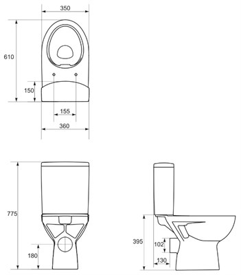 Унитаз-компакт PARVA CLEAN ON PA011 3/6 с крышкой дюропласт микролифт - фото 53487