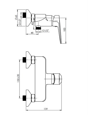 Смеситель RUBINETA Deli-12/К для душа D20K08 - фото 53716