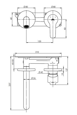 Смеситель RUBINETA скрытого монтажа Torino-1F для раковины PM0009 - фото 53725