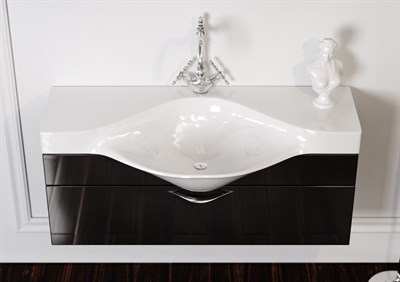 Тумба для ванной комнаты подвес. AQWELLA Бродвей110 Т10/001/BLK  черная ящ с раковиной Brw.01.10/001 - фото 53852