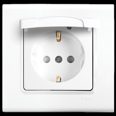 Розетка VIKO LINERRA S с/з, с защитной крышкой 91400012 арт.364-36045 - фото 55593
