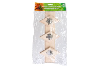 Вешалка БАННЫЕ ШТУЧКИ 32*14см 3 металлических крючка-клён липа 32309 - фото 55703