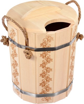 Запарник БАННЫЕ ШТУЧКИ Цветочный орнамент с крышкой, 10 л. Липа 32694 - фото 55720