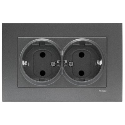Розетка VIKO NOVELLA FUME двойная с/з 93000461 арт.367-364500 - фото 55732