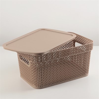 Корзина прямоугольная Ajur 5л с крышкой Кофейный арт.BQ4113КФ-10 - фото 56155